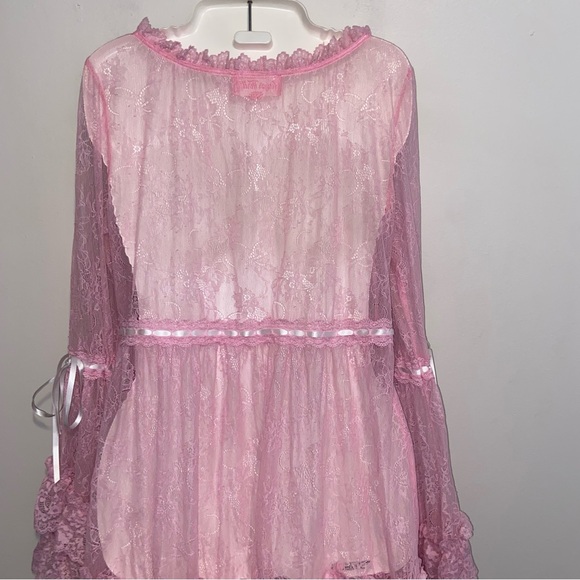 Dolls Kill Sugar Thrillz Dress Size Medium Real Divinity Pink Lace Babydoll - Picture 10 of 14